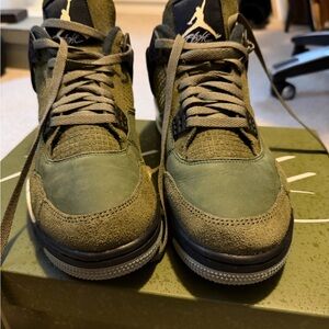 Jordan Olive Green High-Top Sneakers with Black Accents